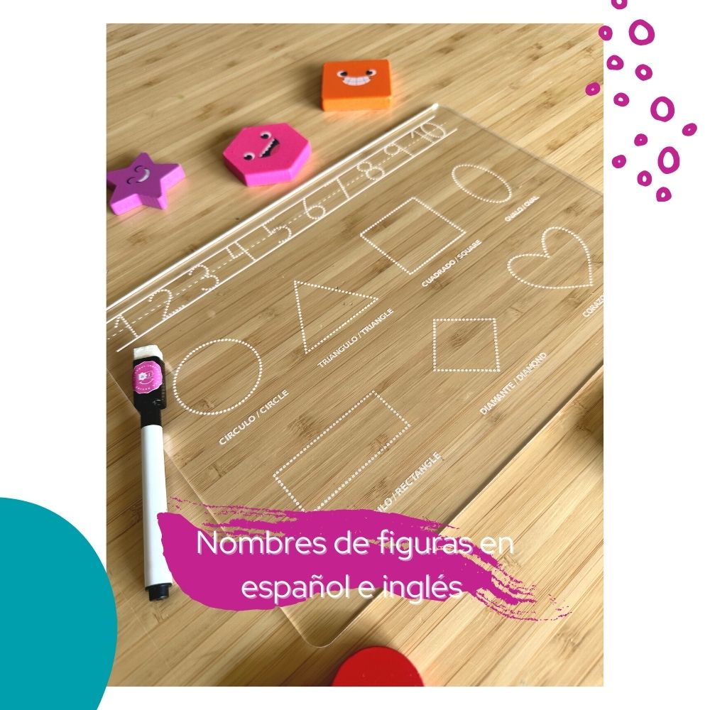 Pizarra números y figuras geométricas