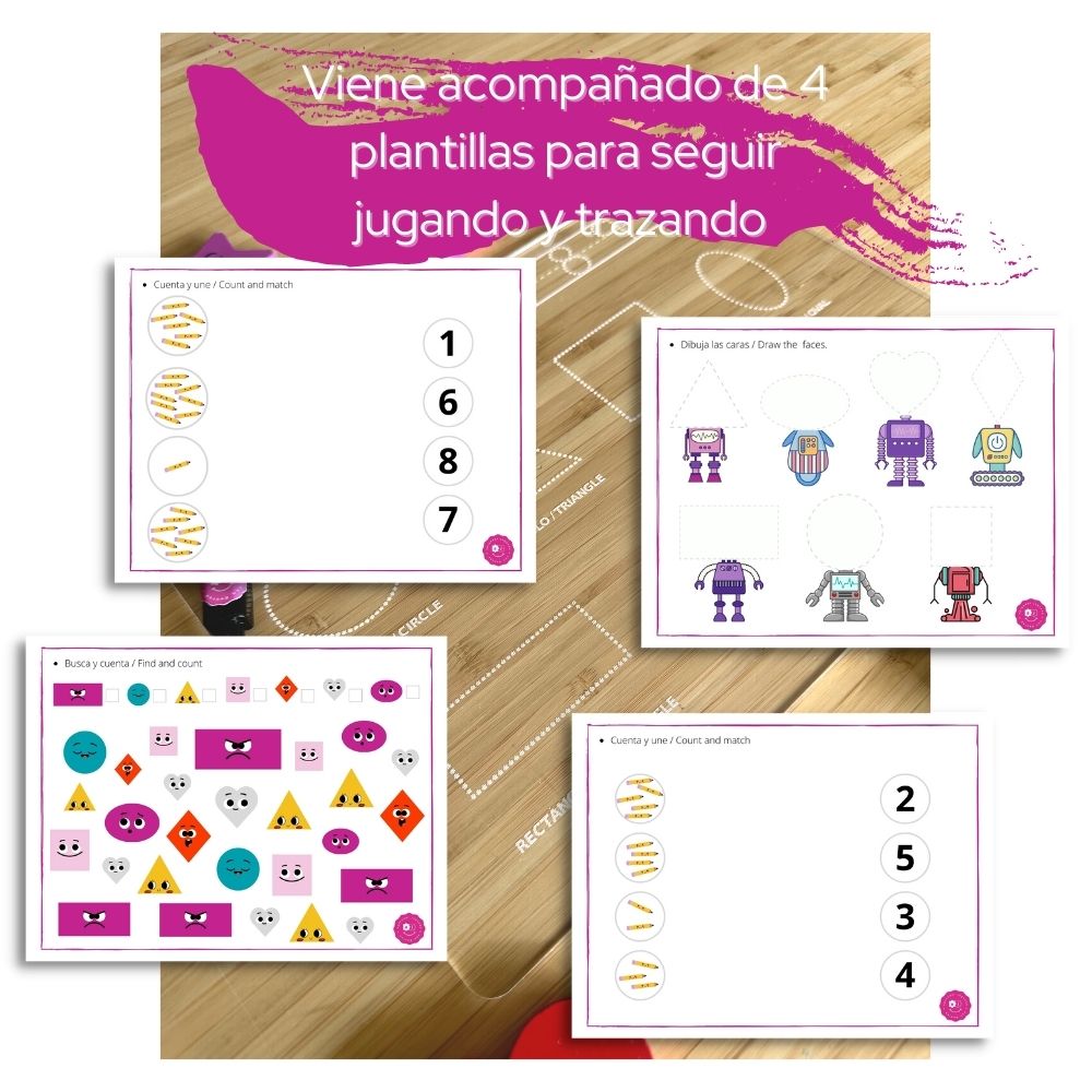 Pizarra números y figuras geométricas