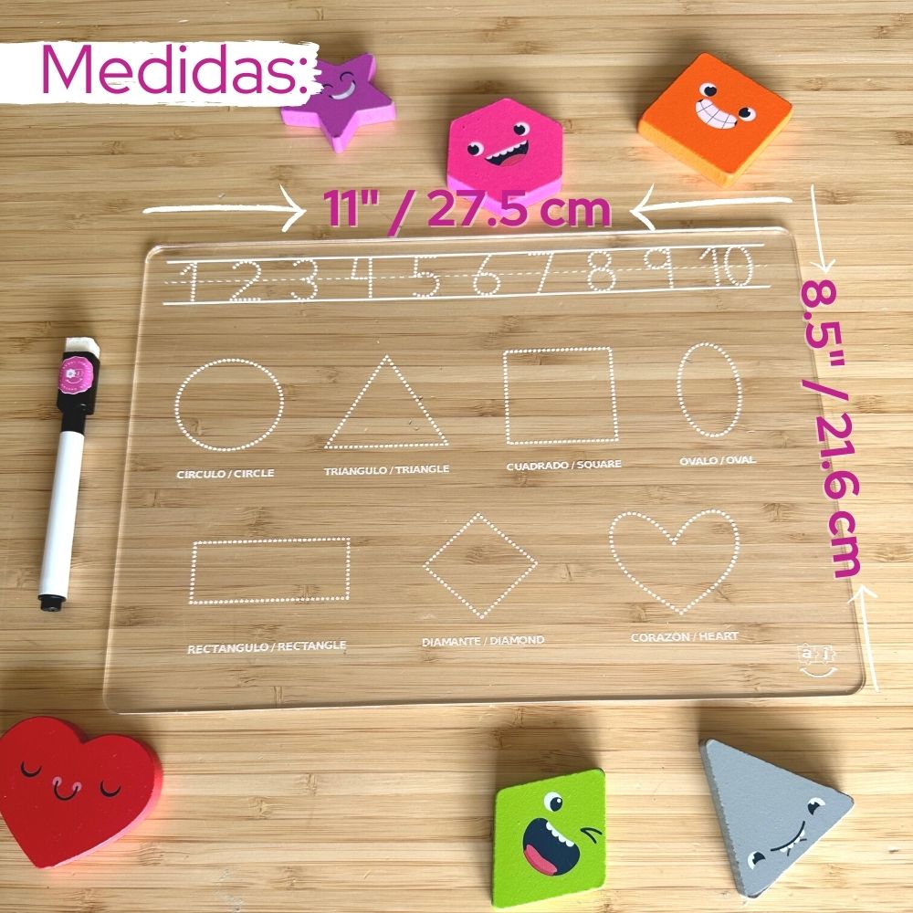 Pizarra números y figuras geométricas